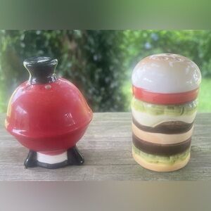 Ceramic Grill and Burger Salt and Pepper Shakers